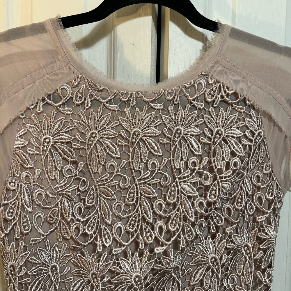 Beige Lace Floral Dress